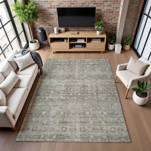 HomeRoots 10' X 14' Taupe & Beige Geometric Area Rug - Washable, UV-Protected, Perfect for High-Traffic Spaces 700763