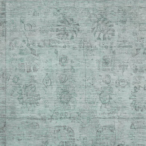 HomeRoots 5' Aqua and Gray Oriental Washable Area Rug - UV-Protected, Durable, Perfect for High-Traffic Spaces 700765