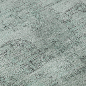HomeRoots 8' Aqua & Gray Oriental Round Rug - Stylish, Durable, UV-Protected for High-Traffic Areas & Homes 700766