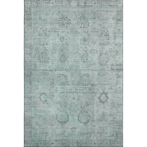 HomeRoots 8' X 10' Aqua and Gray Oriental Area Rug – Stylish, Washable, UV Protected, Stain-Resistant Design 700767