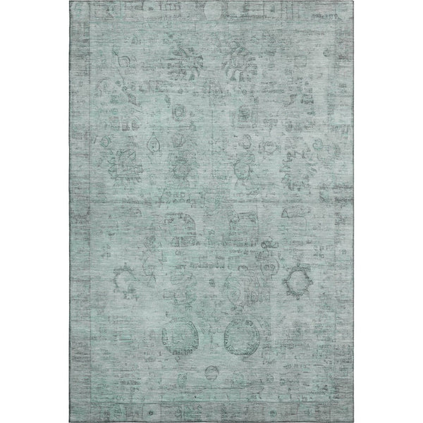 HomeRoots 8' X 10' Aqua and Gray Oriental Area Rug – Stylish, Washable, UV Protected, Stain-Resistant Design 700767