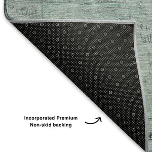 HomeRoots 8' X 10' Aqua and Gray Oriental Area Rug – Stylish, Washable, UV Protected, Stain-Resistant Design 700767