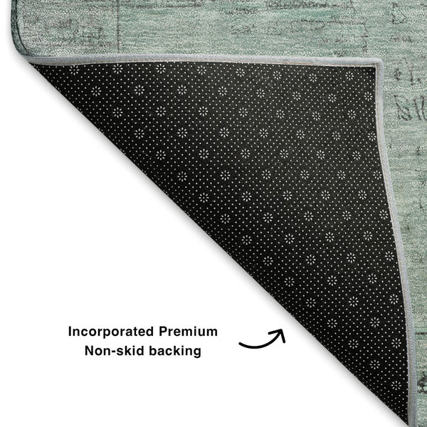HomeRoots 8' X 10' Aqua and Gray Oriental Area Rug – Stylish, Washable, UV Protected, Stain-Resistant Design 700767