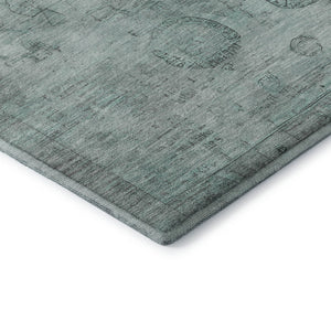 HomeRoots 8' X 10' Aqua and Gray Oriental Area Rug – Stylish, Washable, UV Protected, Stain-Resistant Design 700767