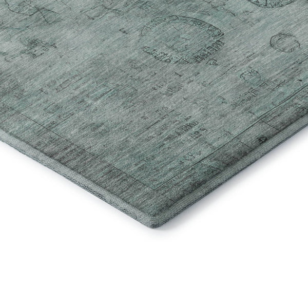HomeRoots 8' X 10' Aqua and Gray Oriental Area Rug – Stylish, Washable, UV Protected, Stain-Resistant Design 700767