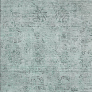 HomeRoots 8' X 10' Aqua and Gray Oriental Area Rug – Stylish, Washable, UV Protected, Stain-Resistant Design 700767