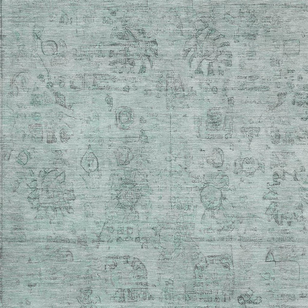 HomeRoots 8' X 10' Aqua and Gray Oriental Area Rug – Stylish, Washable, UV Protected, Stain-Resistant Design 700767