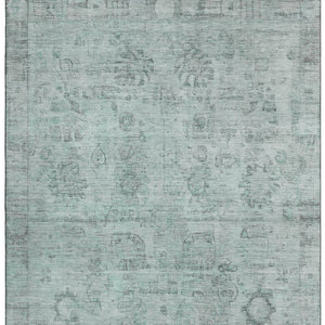 HomeRoots 8' X 10' Aqua and Gray Oriental Area Rug – Stylish, Washable, UV Protected, Stain-Resistant Design 700767