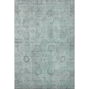 HomeRoots 9' X 12' Aqua & Gray Oriental Area Rug - Washable, UV-Protected, Soft, Durable & Stylish for Homes 700768