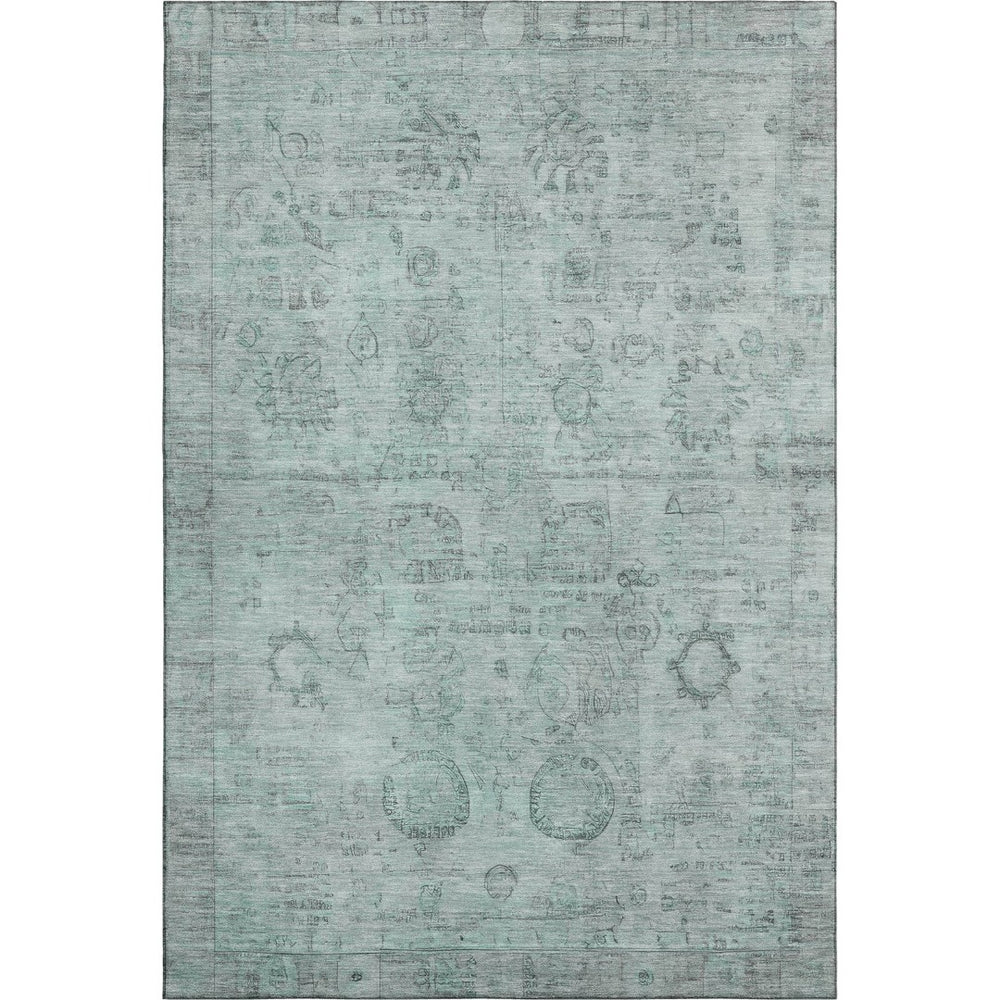 HomeRoots 10' X 14' Aqua & Gray Oriental Washable Area Rug - Durable, Stylish, UV-Protected for Busy Homes 700769