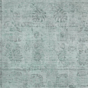 HomeRoots 10' X 14' Aqua & Gray Oriental Washable Area Rug - Durable, Stylish, UV-Protected for Busy Homes 700769