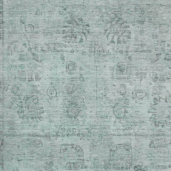 HomeRoots 10' X 14' Aqua & Gray Oriental Washable Area Rug - Durable, Stylish, UV-Protected for Busy Homes 700769