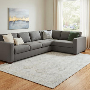 HomeRoots 8' X 10' Linen & Beige Washable Oriental Area Rug - Durable, UV-Protected, Stylish for Every Room 700773