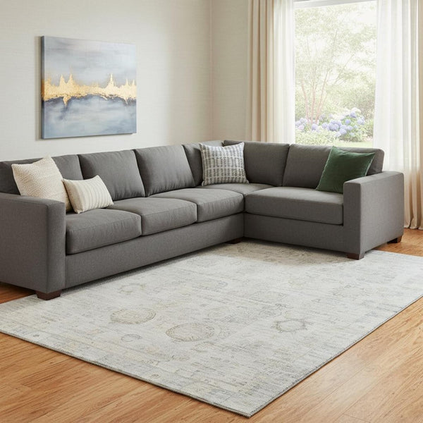 HomeRoots 8' X 10' Linen & Beige Washable Oriental Area Rug - Durable, UV-Protected, Stylish for Every Room 700773