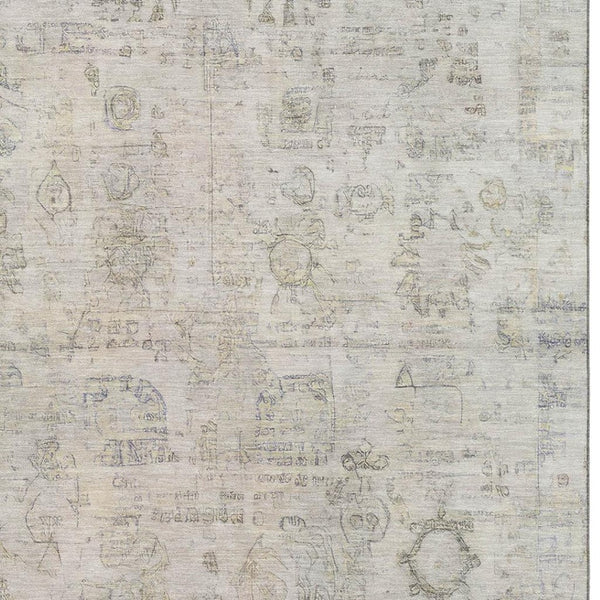 HomeRoots 8' X 10' Linen & Beige Washable Oriental Area Rug - Durable, UV-Protected, Stylish for Every Room 700773