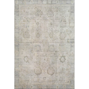 HomeRoots 9' X 12' Linen and Beige Oriental Area Rug - Washable, Stain Resistant, UV Protected, Durable Design 700774