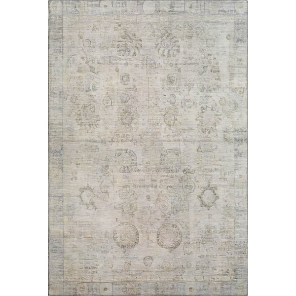 HomeRoots 9' X 12' Linen and Beige Oriental Area Rug - Washable, Stain Resistant, UV Protected, Durable Design 700774