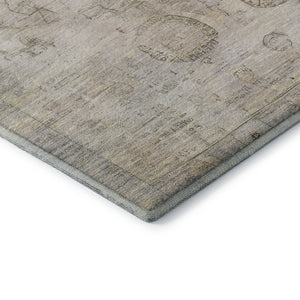 HomeRoots 9' X 12' Linen and Beige Oriental Area Rug - Washable, Stain Resistant, UV Protected, Durable Design 700774