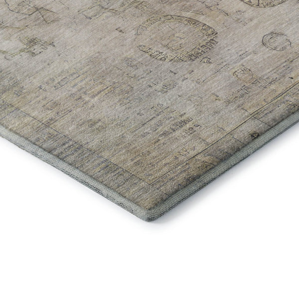 HomeRoots 9' X 12' Linen and Beige Oriental Area Rug - Washable, Stain Resistant, UV Protected, Durable Design 700774