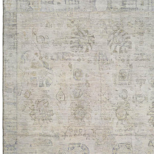 HomeRoots 9' X 12' Linen and Beige Oriental Area Rug - Washable, Stain Resistant, UV Protected, Durable Design 700774