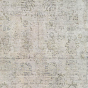 HomeRoots 10' X 14' Washable Linen & Beige Oriental Area Rug with UV Protection – Stylish & Easy Care for Homes 700775