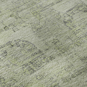 HomeRoots 8' Sage and Gray Oriental Round Washable Rug with UV Protection for Elegant, Durable Living Spaces 700778