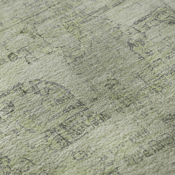HomeRoots 8' Sage and Gray Oriental Round Washable Rug with UV Protection for Elegant, Durable Living Spaces 700778