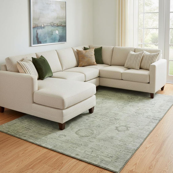 HomeRoots 8' X 10' Sage and Gray Oriental Area Rug - Stylish, Washable, UV-Protected & Stain Resistant Design 700779