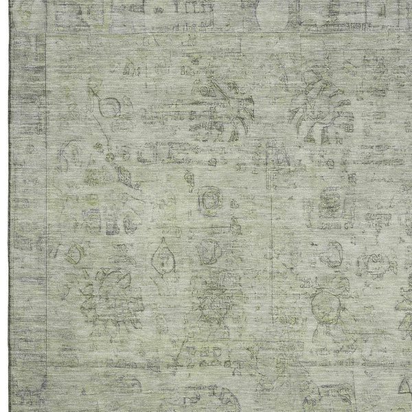 HomeRoots 8' X 10' Sage and Gray Oriental Area Rug - Stylish, Washable, UV-Protected & Stain Resistant Design 700779