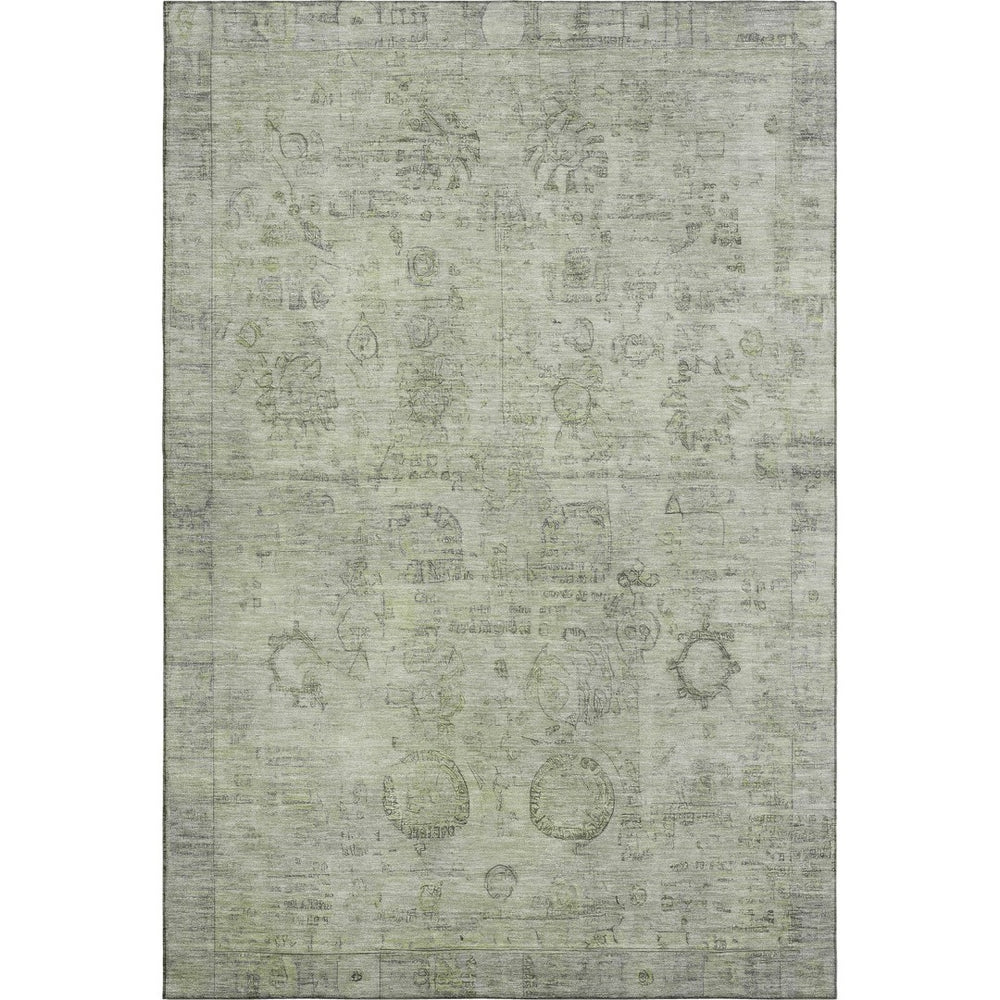 HomeRoots 9' X 12' Sage & Gray Oriental Washable Area Rug - UV Resistant, Stain-Repellent, Non-Slip Design! 700780