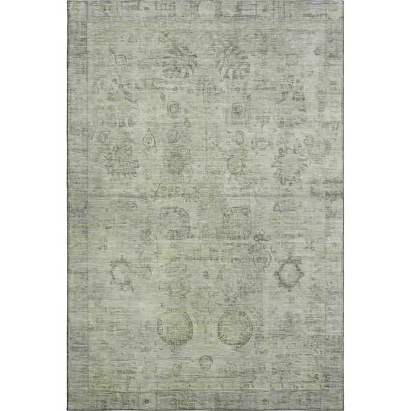 HomeRoots 9' X 12' Sage & Gray Oriental Washable Area Rug - UV Resistant, Stain-Repellent, Non-Slip Design! 700780