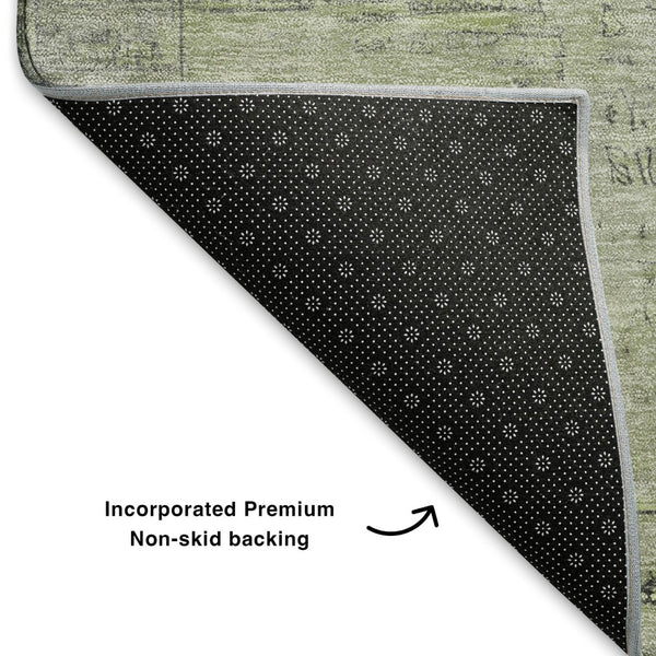 HomeRoots 9' X 12' Sage & Gray Oriental Washable Area Rug - UV Resistant, Stain-Repellent, Non-Slip Design! 700780