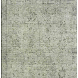 HomeRoots 9' X 12' Sage & Gray Oriental Washable Area Rug - UV Resistant, Stain-Repellent, Non-Slip Design! 700780