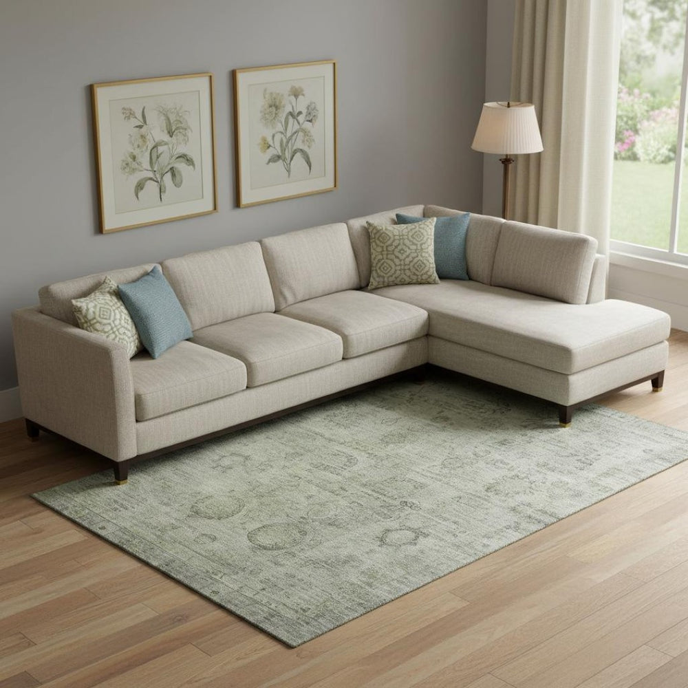 HomeRoots 10' X 14' Sage and Gray Oriental Area Rug - Stylish, Washable, UV-Protected for Busy Homes & Outdoors 700781