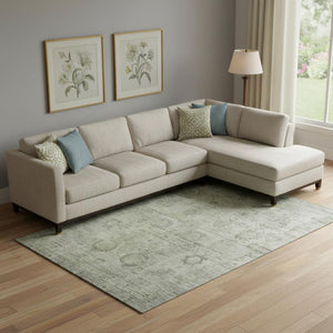 HomeRoots 10' X 14' Sage and Gray Oriental Area Rug - Stylish, Washable, UV-Protected for Busy Homes & Outdoors 700781