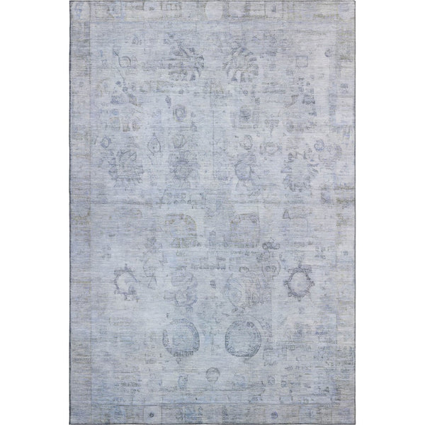 HomeRoots 5' X 8' Sky Blue & Gray Oriental Area Rug – Soft, Stain Resistant, UV Protected for Busy Homes 700783