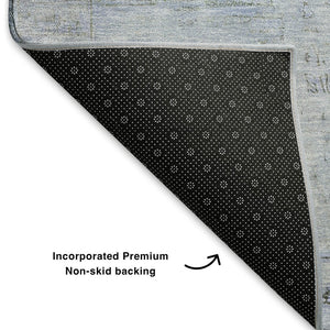 HomeRoots 5' X 8' Sky Blue & Gray Oriental Area Rug – Soft, Stain Resistant, UV Protected for Busy Homes 700783