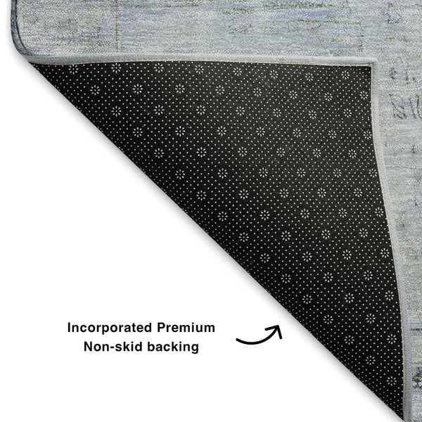 HomeRoots 5' X 8' Sky Blue & Gray Oriental Area Rug – Soft, Stain Resistant, UV Protected for Busy Homes 700783