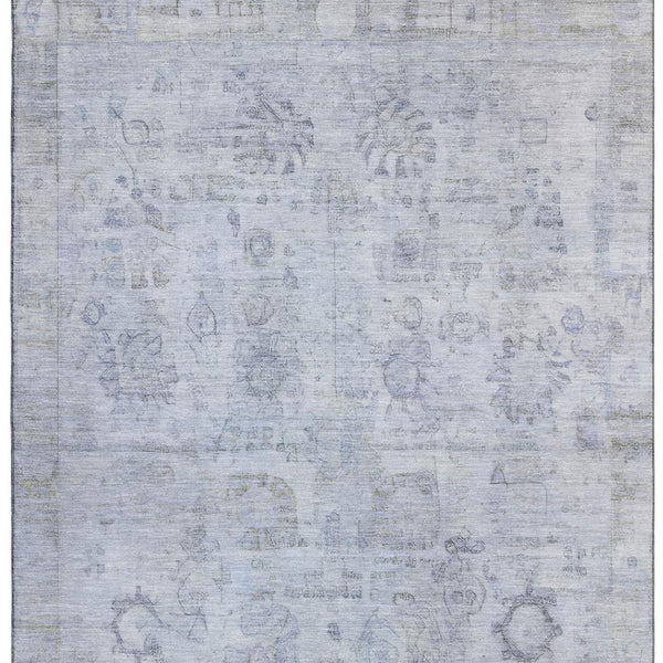 HomeRoots 5' X 8' Sky Blue & Gray Oriental Area Rug – Soft, Stain Resistant, UV Protected for Busy Homes 700783