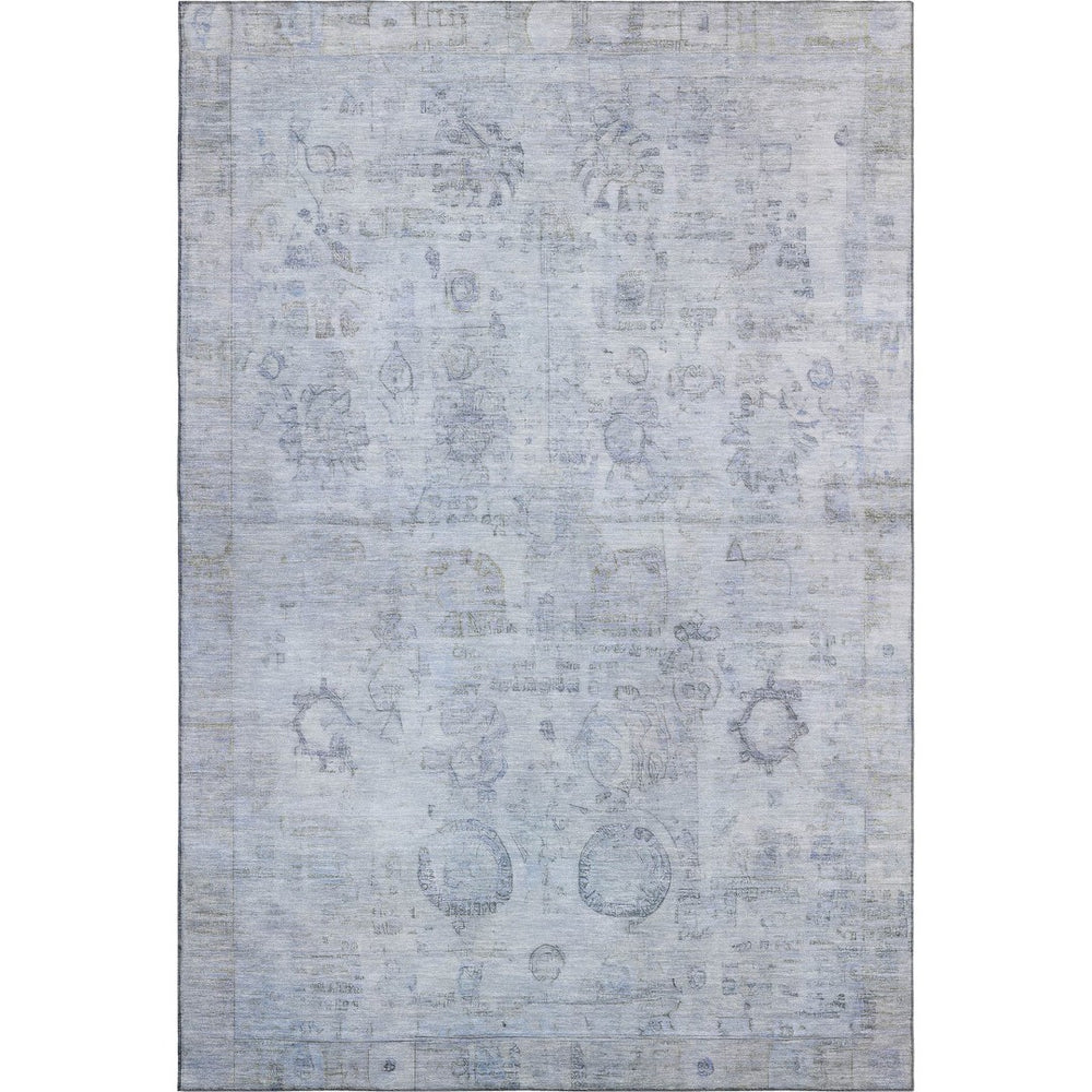 HomeRoots 9' X 12' Sky Blue and Gray Washable Oriental Area Rug – Durable, Stylish, Stain-Resistant & UV Protected! 700786
