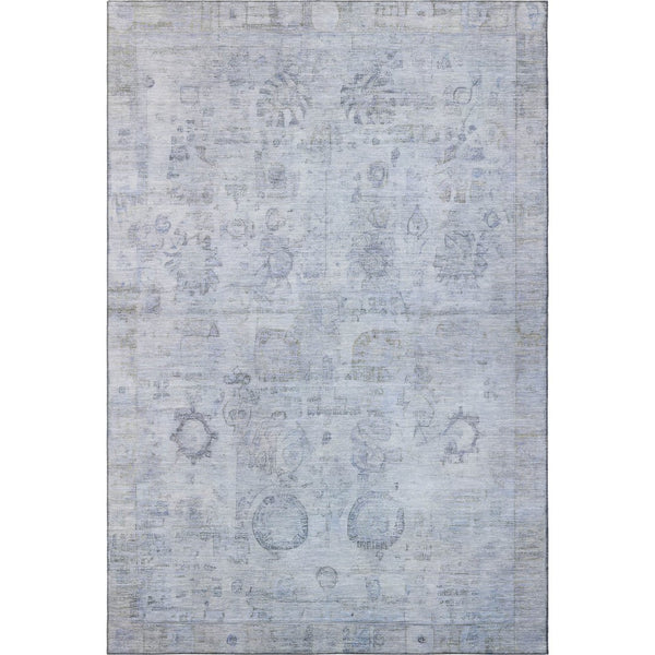 HomeRoots 9' X 12' Sky Blue and Gray Washable Oriental Area Rug – Durable, Stylish, Stain-Resistant & UV Protected! 700786