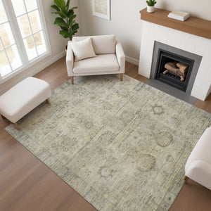 HomeRoots 5' X 8' Elegant Taupe and Beige Oriental Area Rug - Washable, UV Protected, Pet-Friendly Design 700789