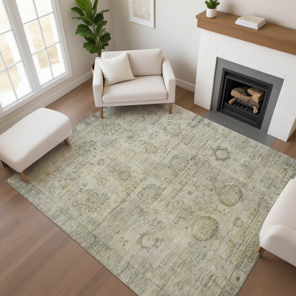 HomeRoots 5' X 8' Elegant Taupe and Beige Oriental Area Rug - Washable, UV Protected, Pet-Friendly Design 700789