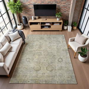 HomeRoots 5' X 8' Elegant Taupe and Beige Oriental Area Rug - Washable, UV Protected, Pet-Friendly Design 700789