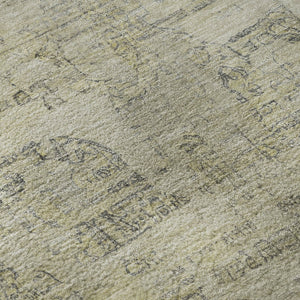 HomeRoots 8' Taupe and Beige Oriental Washable Round Rug - Stain Resistant, UV Protected, Non-Slip Backing 700790