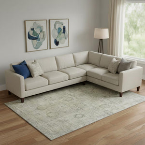 HomeRoots 9' X 12' Taupe and Beige Oriental Area Rug - Durable, Washable, UV Protected for Busy Homes & Style 700792