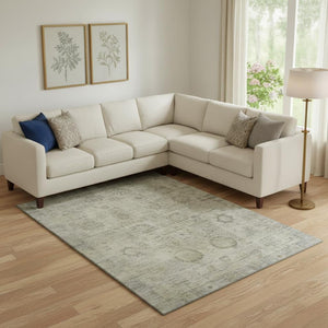 HomeRoots 10' X 14' Taupe & Beige Washable Oriental Area Rug with UV Protection for Busy Homes & Pets 700793