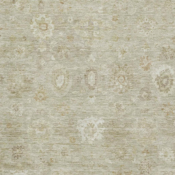HomeRoots 5' X 8' Elegant Beige & Ivory Damask Area Rug - Washable, UV-Protected, Stain-Resistant Design 700801