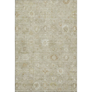 HomeRoots 9' X 12' Elegant Beige & Ivory Damask Washable Area Rug with UV Protection for Busy Homes 700804