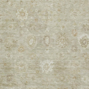 HomeRoots 10' X 14' Elegant Beige & Ivory Damask Washable Area Rug with UV Protection for High-Traffic Spaces 700805